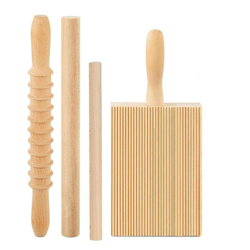 4 Pcs Pasta Making Tool Set Wood for Homemade Kitchen