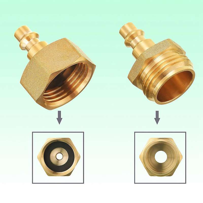 4 Pcs RV Blowout Adapter Air Compressor 1/4inch Quick Connect Plug to GHT 3/4inch Garden Hose Faucet