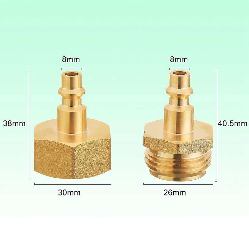 4 Pcs RV Blowout Adapter Air Compressor 1/4inch Quick Connect Plug to GHT 3/4inch Garden Hose Faucet