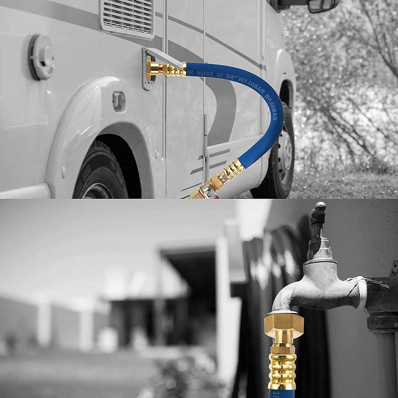 4 Pcs RV Blowout Adapter Air Compressor 1/4inch Quick Connect Plug to GHT 3/4inch Garden Hose Faucet