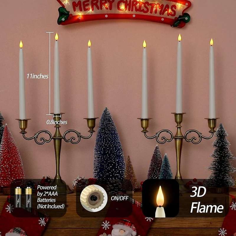 4 Pcs Remote Flameless Candlesticks,timer Battery Operated Led Taper Candles for ,wedding Decoratio