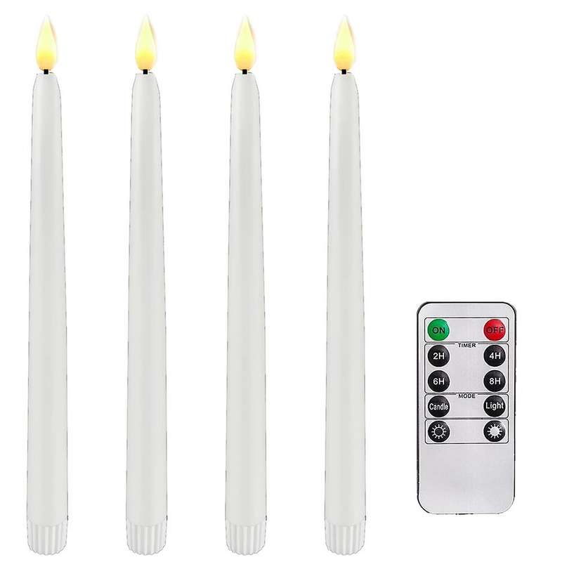 4 Pcs Remote Flameless Candlesticks,timer Battery Operated Led Taper Candles for ,wedding Decoratio