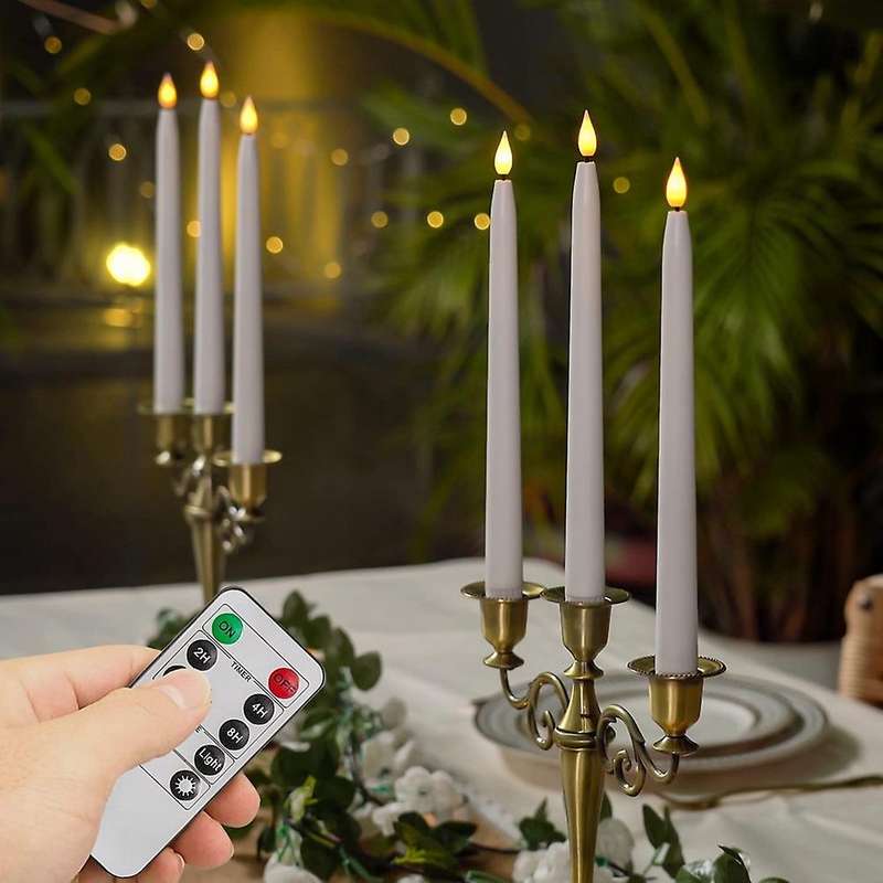 4 Pcs Remote Flameless Candlesticks,timer Battery Operated Led Taper Candles for ,wedding Decoratio
