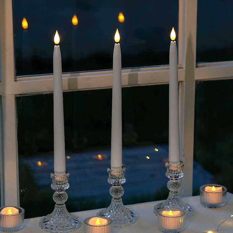 4 Pcs Remote Flameless Candlesticks,timer Battery Operated Led Taper Candles for ,wedding Decoratio
