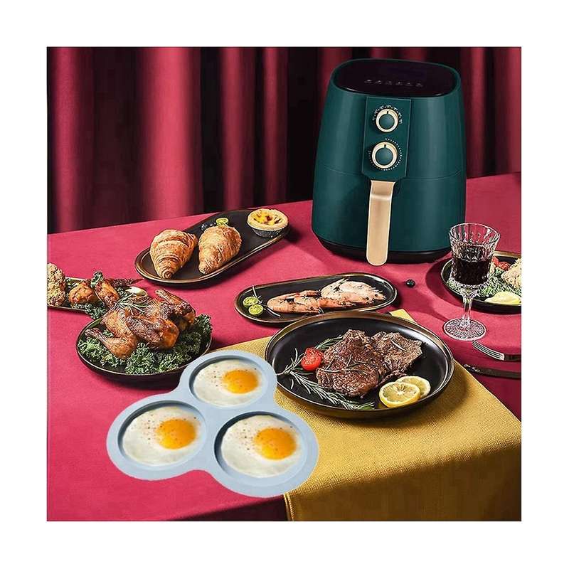 4 Pcs Silicone Egg Pan Reusable Egg Mold,non-stick Baking Pan 3 Cavity Silicone