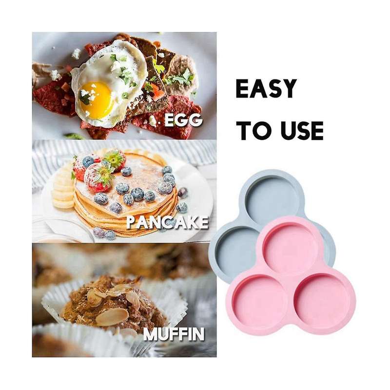4 Pcs Silicone Egg Pan Reusable Egg Mold,non-stick Baking Pan 3 Cavity Silicone