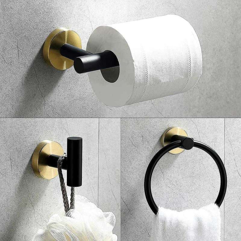 4 Pcs Stainless Steel Bathroom Hardware Set,Towel Ring Toilet Paper Holder Towel Hooks,Bathroom Acce