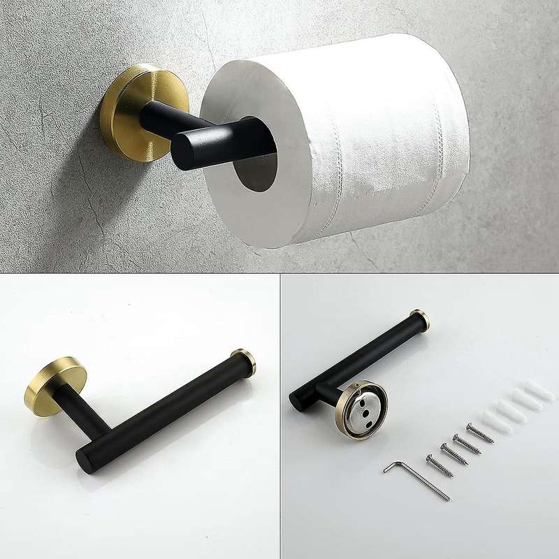 4 Pcs Stainless Steel Bathroom Hardware Set,Towel Ring Toilet Paper Holder Towel Hooks,Bathroom Acce