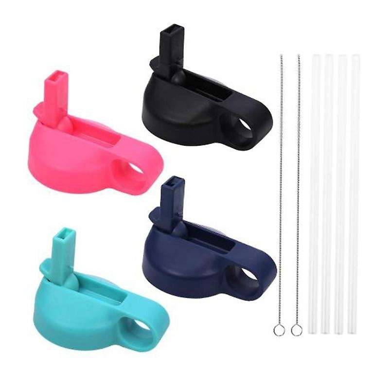 4 Pcs Straw Lid Wide Mouth,32Oz and 40Oz Wide Mouth Straw Lid with Straws and Brush for Most Sports