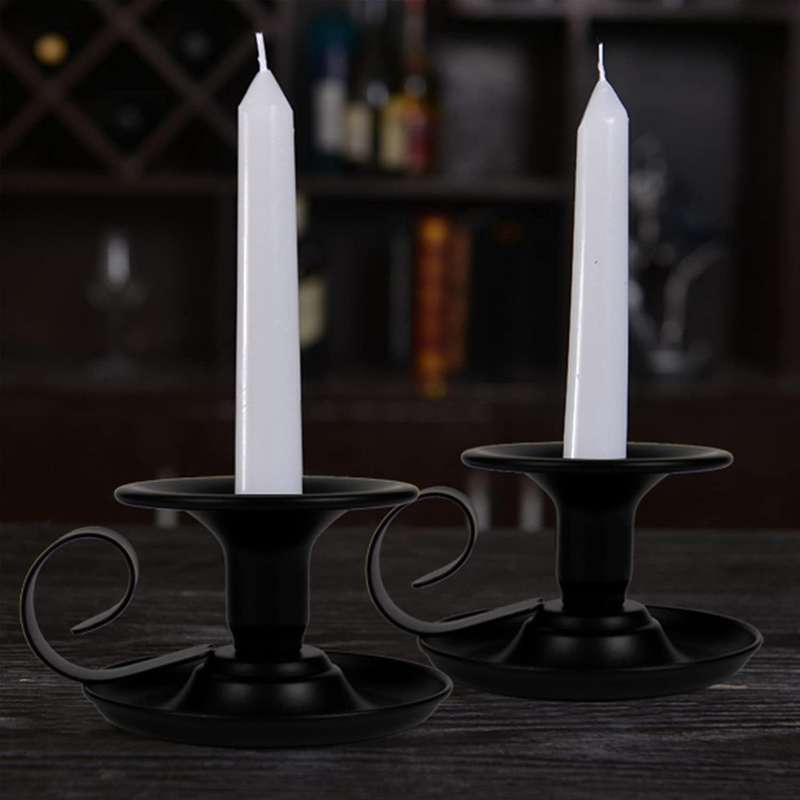 4 PCS Taper Candle Stick Holder Retro Iron Simple Black Candlestick Holders Candlelight Stand for Pa