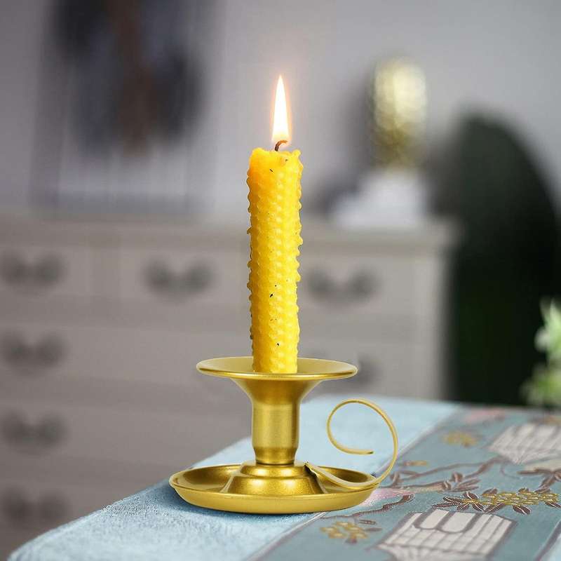 4 PCS Taper Candle Stick Holder Retro Iron Simple Black Candlestick Holders Candlelight Stand for Pa
