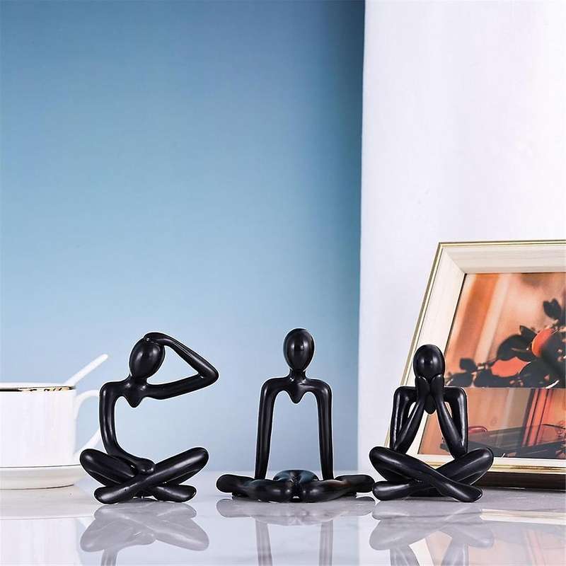 4 Pcs Thinkers Statue, Bookshelf Decor Black Thinkers Statue Figurines-, Abstract Art Sculptures