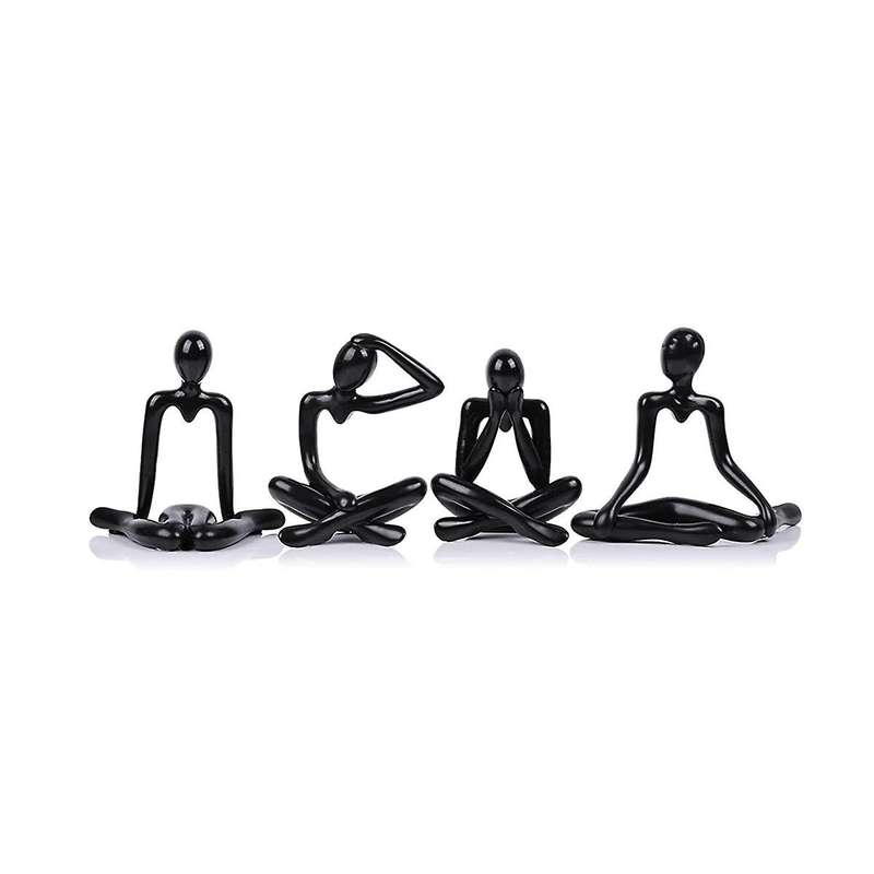 4 Pcs Thinkers Statue, Bookshelf Decor Black Thinkers Statue Figurines-, Abstract Art Sculptures