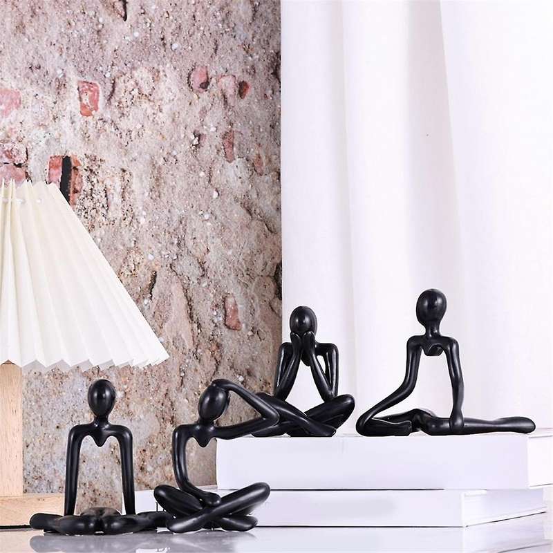4 Pcs Thinkers Statue, Bookshelf Decor Black Thinkers Statue Figurines-, Abstract Art Sculptures