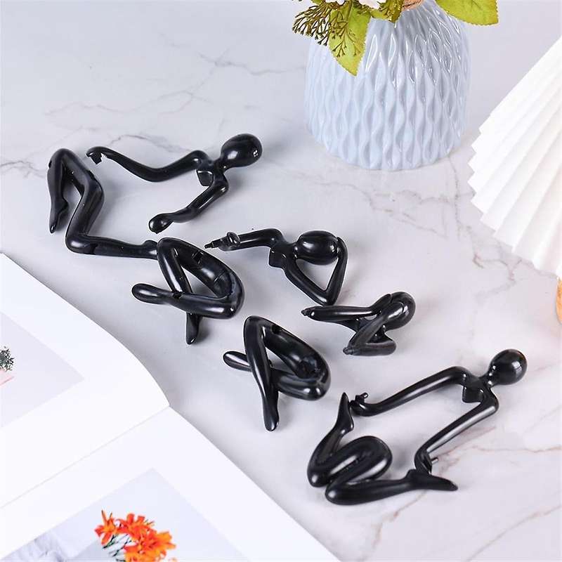 4 Pcs Thinkers Statue, Bookshelf Decor Black Thinkers Statue Figurines-, Abstract Art Sculptures