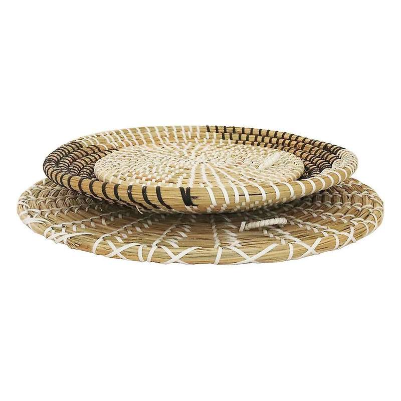 4 Pcs Wall Basket Decor Boho of Hanging Woven Wall Basket From Seaweed with Rustic Design, Unique Ba