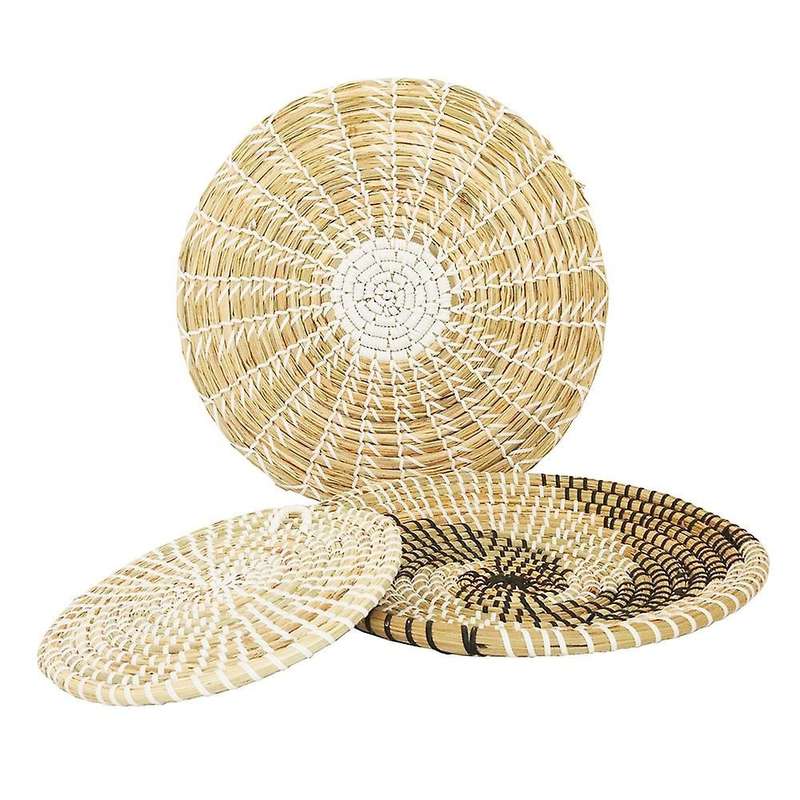 4 Pcs Wall Basket Decor Boho of Hanging Woven Wall Basket From Seaweed with Rustic Design, Unique Ba