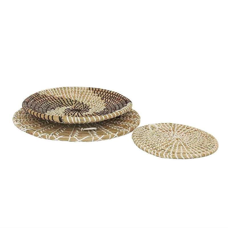 4 Pcs Wall Basket Decor Boho of Hanging Woven Wall Basket From Seaweed with Rustic Design, Unique Ba