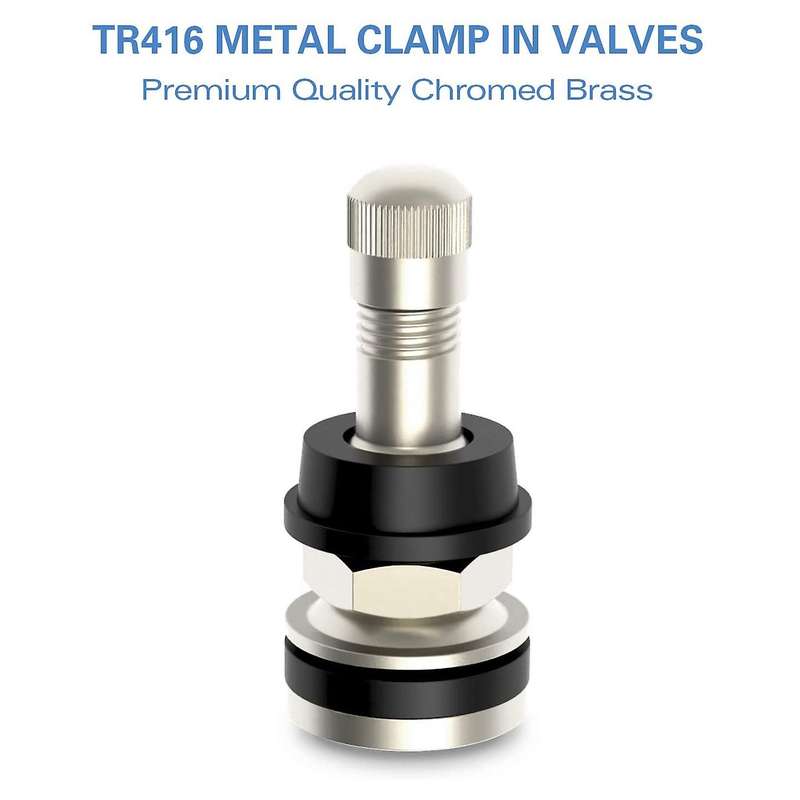 4 Pcs TR416 Metal Valve Stems Outer Mount Fits .453 & .625Inch Rim Holes Long 1 1/2Inch , Silver