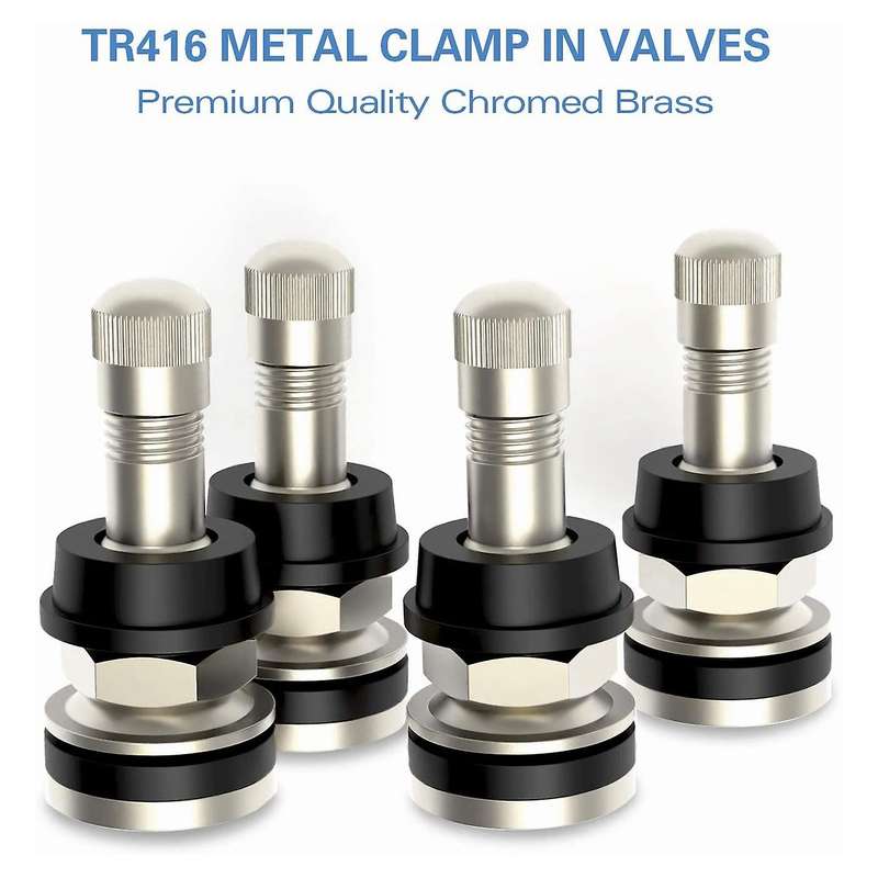 4 Pcs TR416 Metal Valve Stems Outer Mount Fits .453 & .625Inch Rim Holes Long 1 1/2Inch , Silver