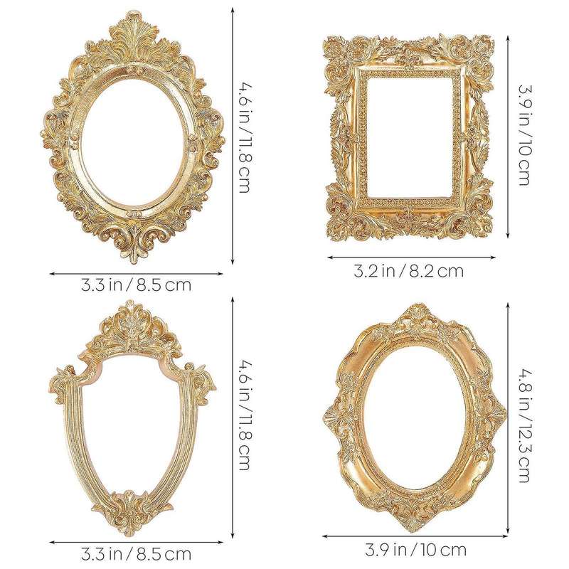 4 Pcs Vintage Picture Frame Antique Photo Frame Wall Hanging Photo Frame Table Top Display Christma