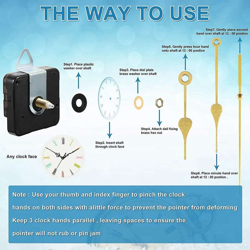 4 Pcs Wall Quartz Clock Movement DIY Mechanism Repair Parts Replacement with 6 Different Pairs Clock