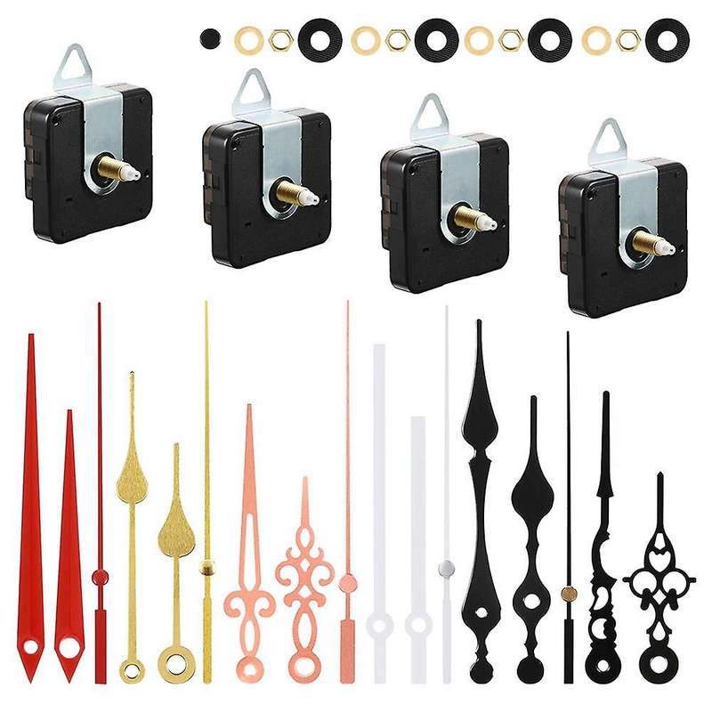 4 Pcs Wall Quartz Clock Movement DIY Mechanism Repair Parts Replacement with 6 Different Pairs Clock