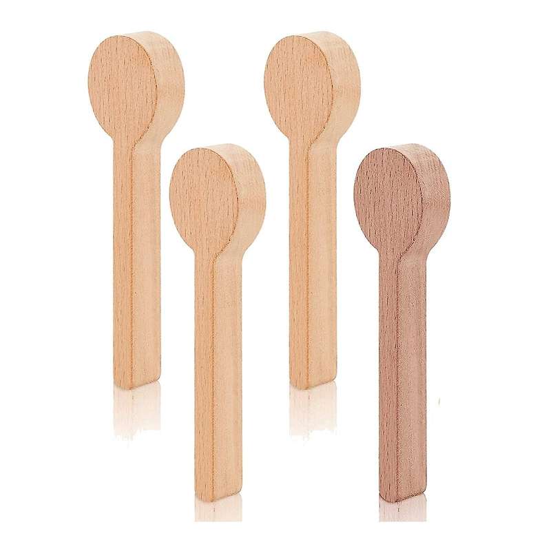 4 Pcs Wood Carving Spoon Blank Beech and Walnut Wood Unfinished Wooden Craft Whittling Kit for Whitt