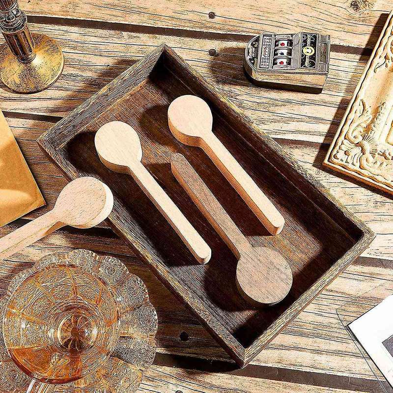 4 Pcs Wood Carving Spoon Blank Beech and Walnut Wood Unfinished Wooden Craft Whittling Kit for Whitt