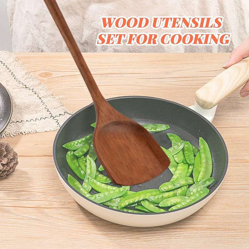 4 Pcs Wooden Kitchen Set Natural Kitchen Utensils Wooden Cookware Including Spoon Shovel Kit Kitche