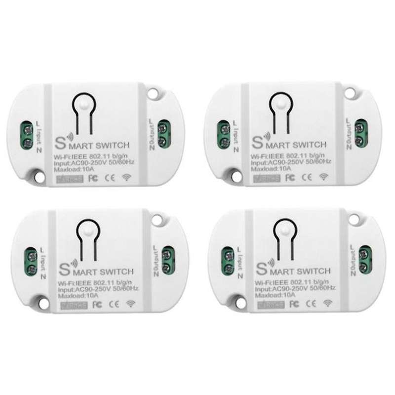 4 Pcs Wifi Smart Switch Smart Home Automation Compatible with Tuya Alexa Home 10a Wifi Switch