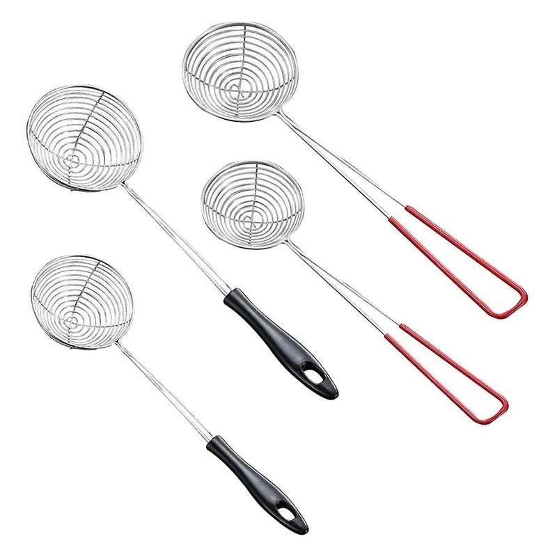 4 Pcs Wire Skimmer Strainer,Stainless Steel Skimmer Spoon,Mesh Colander with Long Handle for Hot Pot