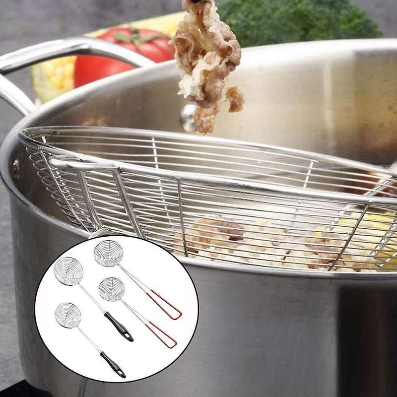 4 Pcs Wire Skimmer Strainer,Stainless Steel Skimmer Spoon,Mesh Colander with Long Handle for Hot Pot