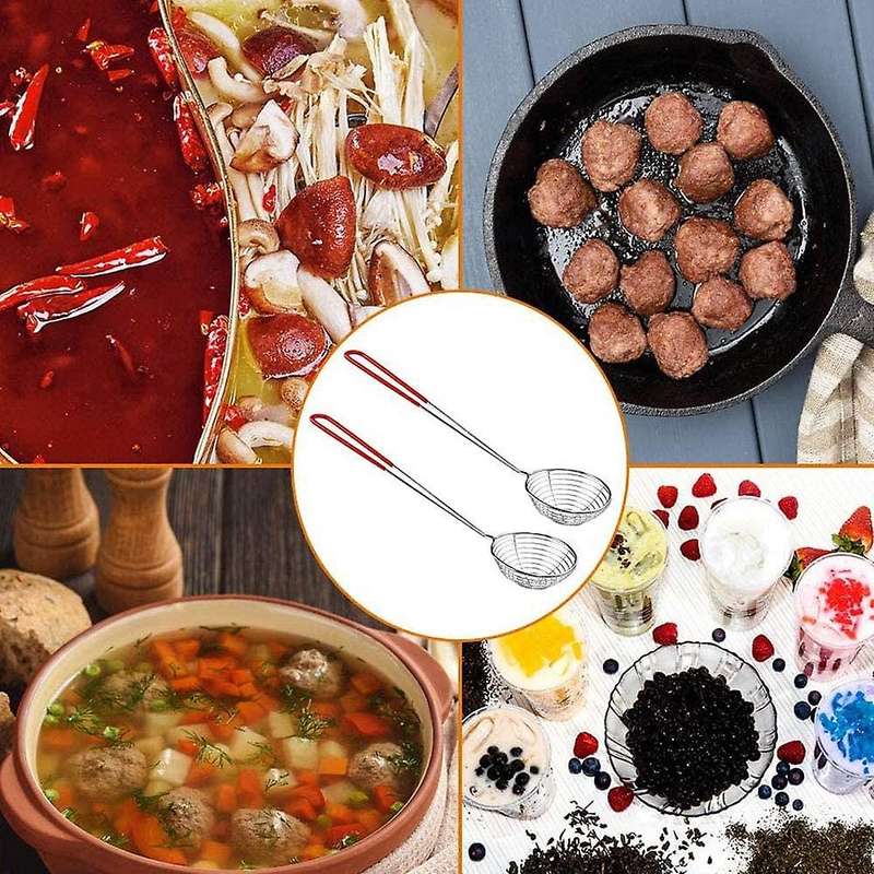 4 Pcs Wire Skimmer Strainer,Stainless Steel Skimmer Spoon,Mesh Colander with Long Handle for Hot Pot