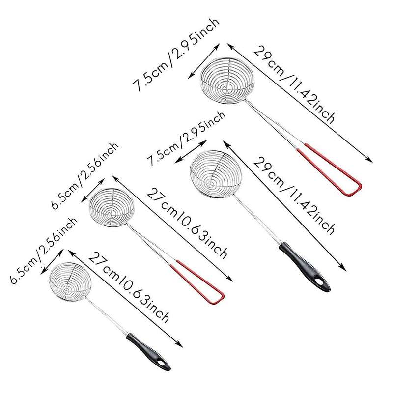 4 Pcs Wire Skimmer Strainer,Stainless Steel Skimmer Spoon,Mesh Colander with Long Handle for Hot Pot