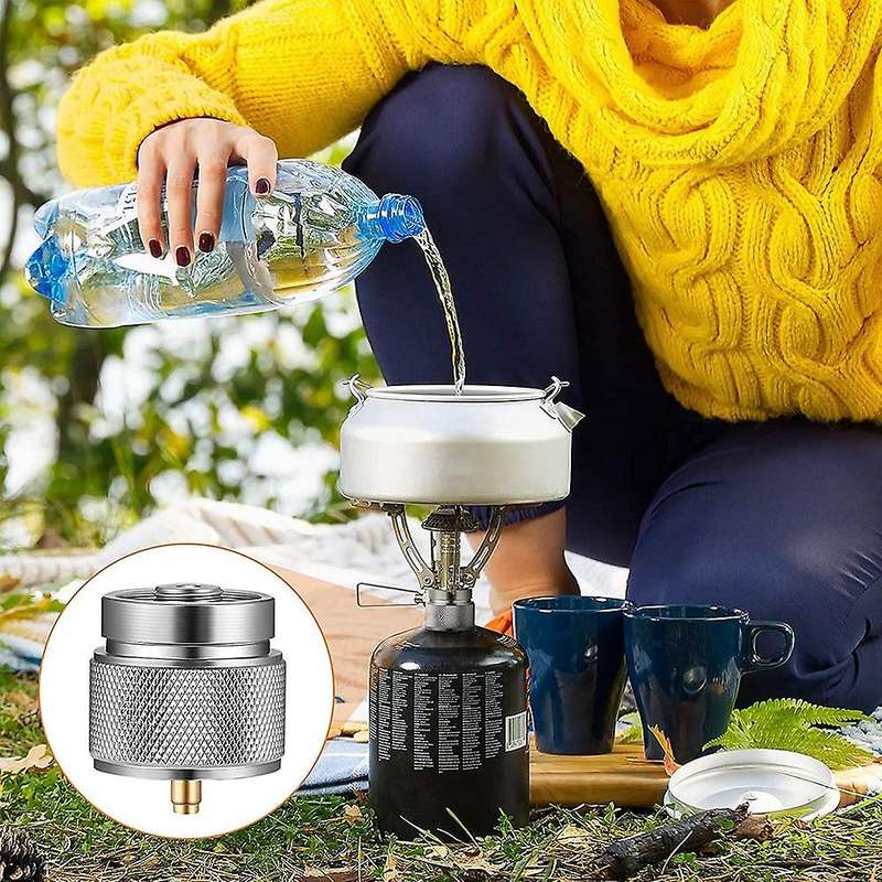 4 Pieces Camping Stove Adapter Propane Small Tank Compatible with Valve Output Cylinder Convert for