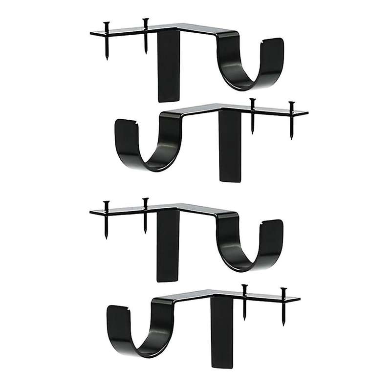 4 Pieces Bracket Hanging Curtain Rod Bracket Single Hook Right Side Window Frame Decoration for Liv