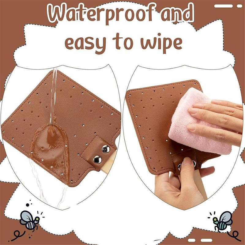 4 Pieces 17.3 Inch Fly Swatter Leather Fly Swatter Long Fly Swatter Manual Fly Swatter Wood Handle B