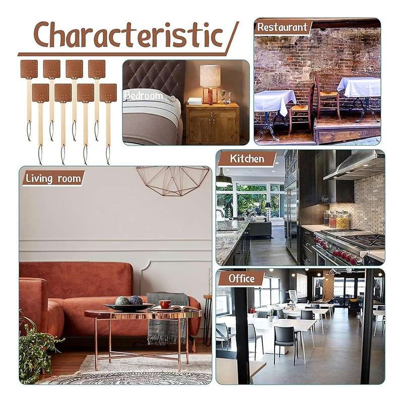 4 Pieces 17.3 Inch Fly Swatter Leather Fly Swatter Long Fly Swatter Manual Fly Swatter Wood Handle B