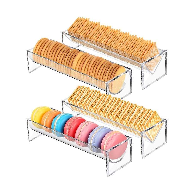 4 Pieces Clear Cracker Tray for Serving Rectangular Cracker Holder Acrylic Serving Tray Food Display