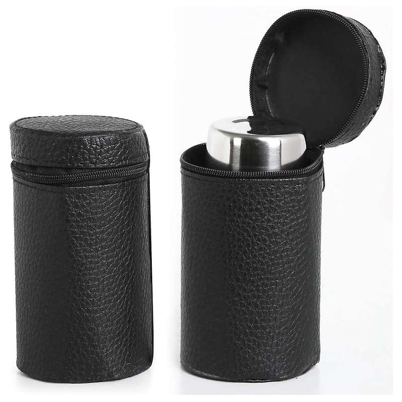 4 Pieces 170Ml (5.7 Oz) Stainless Steel Shot Cups Shot Glass Drinking with One Black PU-Leather Carr