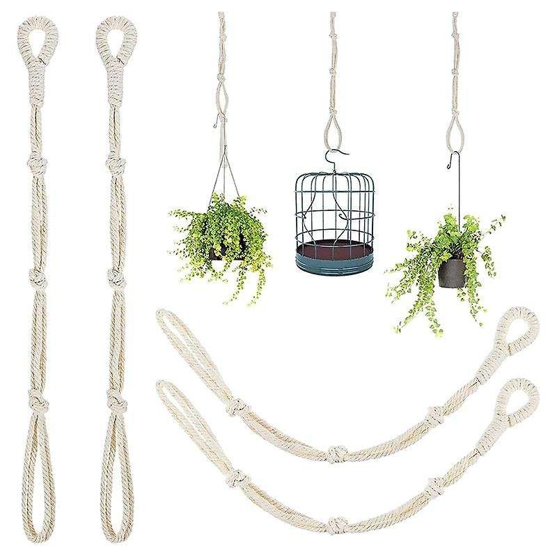 4 Pieces Macrame Beige Plant Hanger Extender Rope Plant Hanging Basket Extender Hanging Plant Pot H