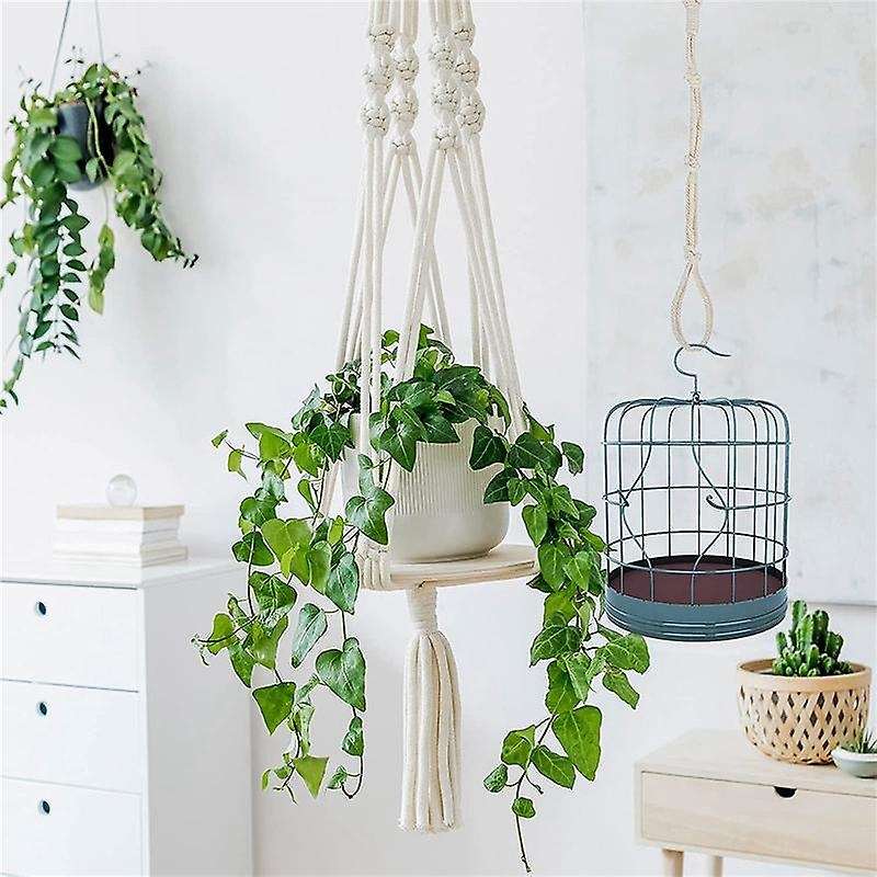 4 Pieces Macrame Beige Plant Hanger Extender Rope Plant Hanging Basket Extender Hanging Plant Pot H