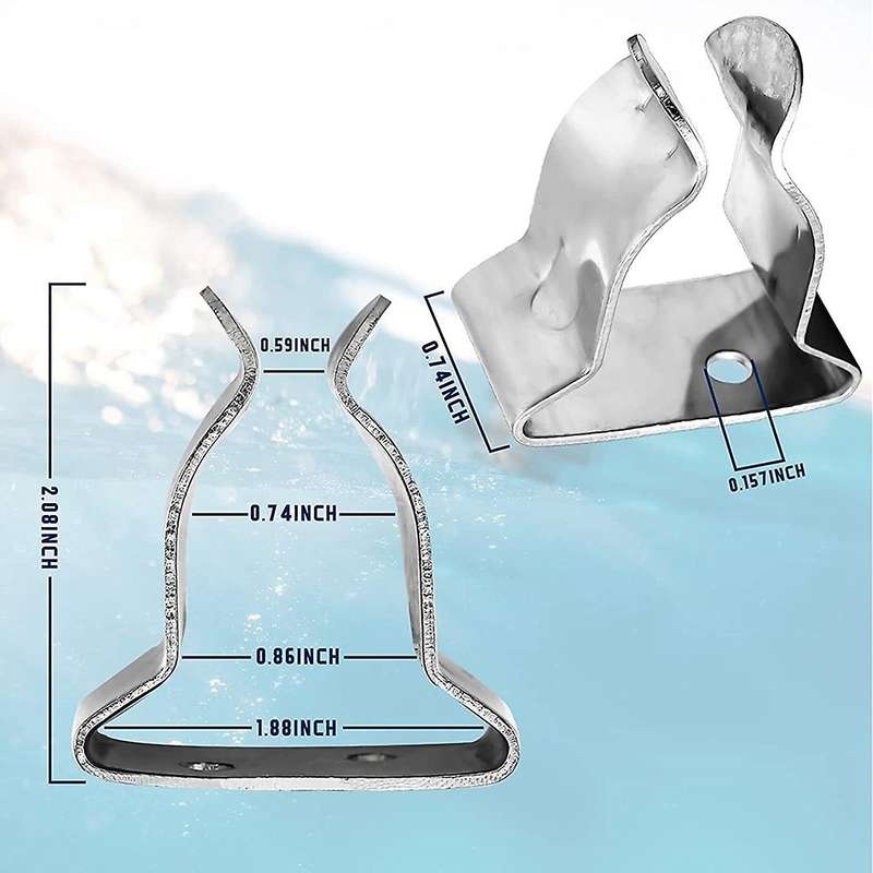 4 Pieces of Stainless Steel Boat Hook Small Spring Clamp Holder Boat Oar Holders Spring Clip Silver