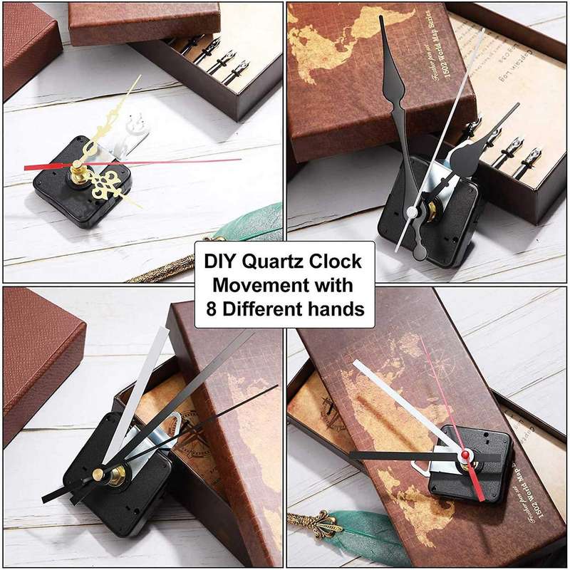 4 Pieces Quartz DIY Wall Clock Movement Mechanism Battery Operated Clock Motor Kit with 6 Sets of Ha