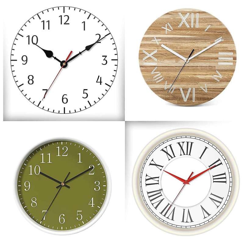 4 Pieces Quartz DIY Wall Clock Movement Mechanism Battery Operated Clock Motor Kit with 6 Sets of Ha