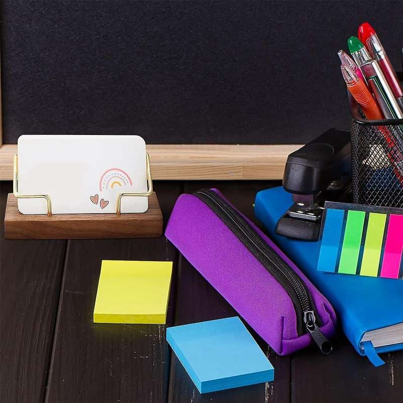 4 Pieces Wood Business Card Holder Gold Card Holder Stand Name Card Organizer Name Card Business Car