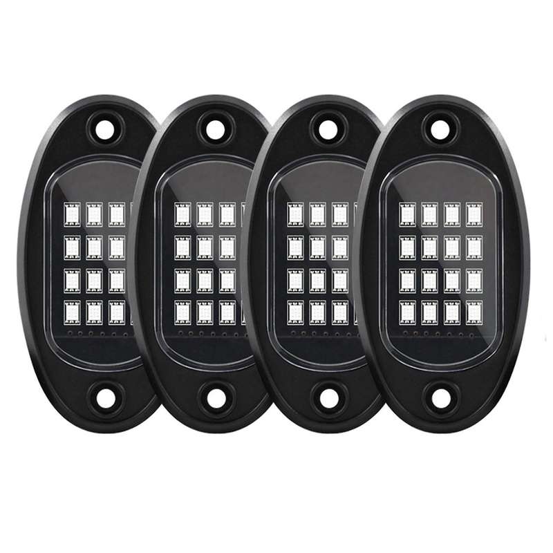 4 Pods RGB LED Rock Lights Kit Underglow Multicolor Neon Light Pod with Bluetooth App Control for Tr