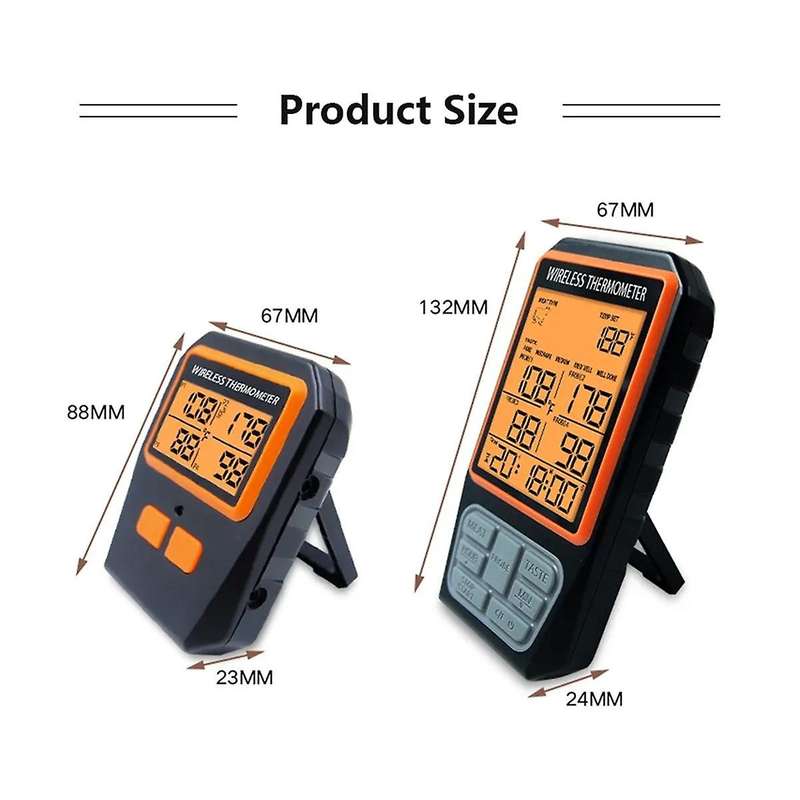4 Probes Backlight LCD Display 100M Wireless Range Digital Kitchen Cooking BBQ Oven Meat Thermometer