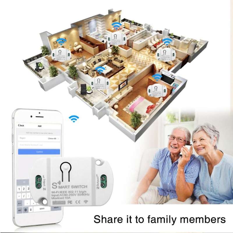 4 Pieces Tuya Wifi Smart Switch 10A Wireless Remote Timing Voice Control Switch Suitable for Tuya Sm